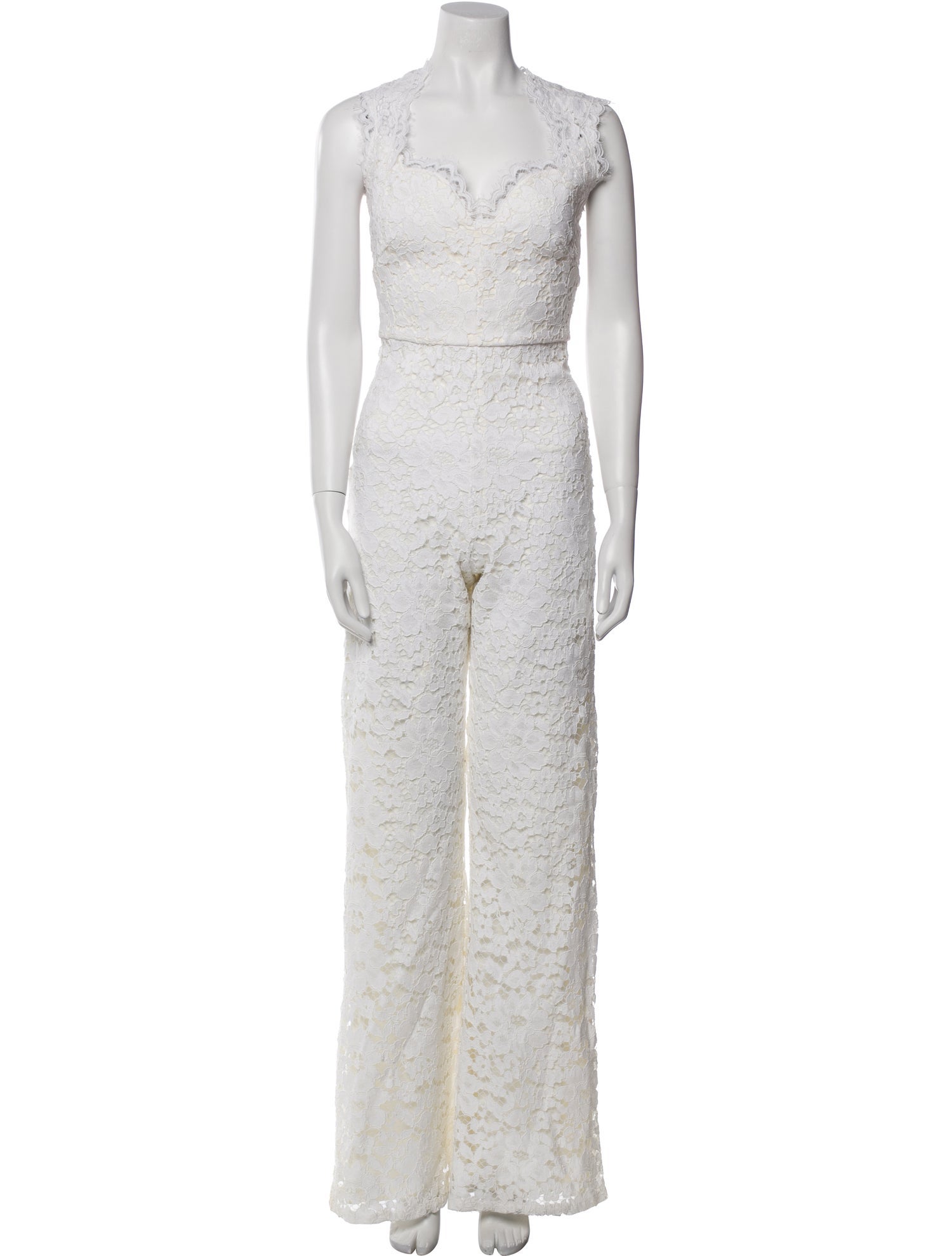 Alexis Lace Pattern V-Neck Jumpsuit