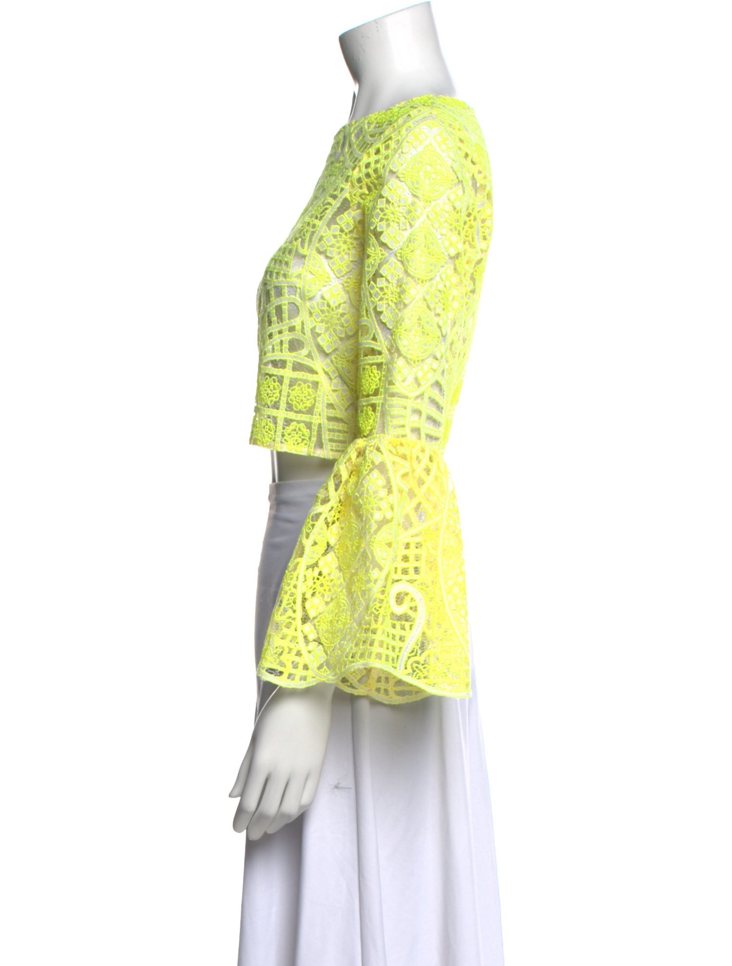 Alexis Lace Pattern Bateau Neckline Crop Top