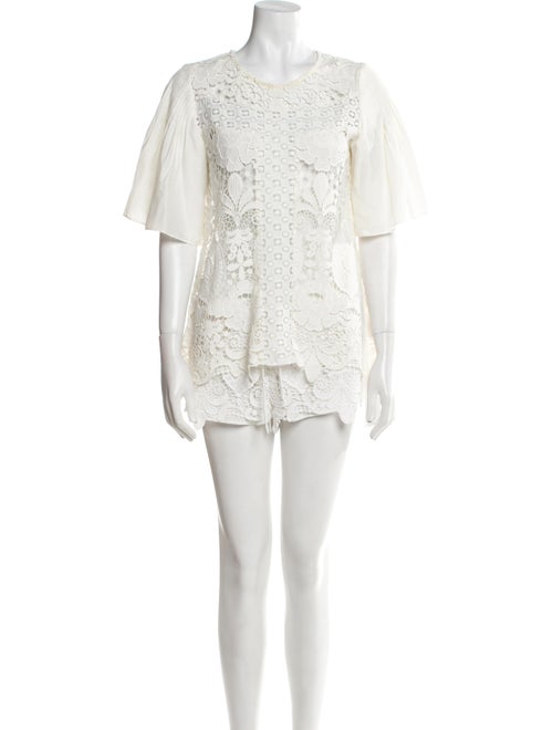 Alexis Lace Pattern Cutout Accent Short Set