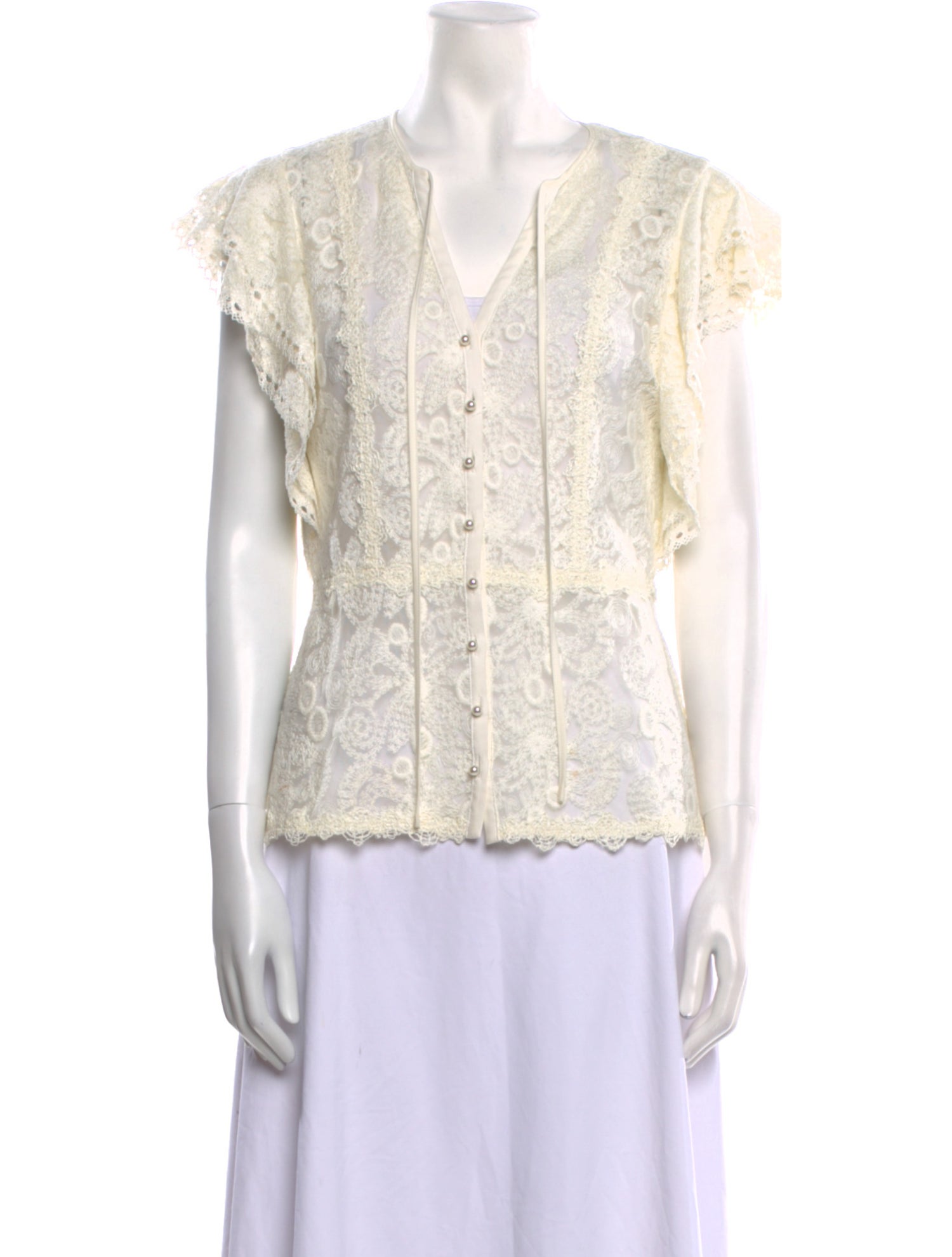 Alexis Lace Pattern V-Neck Blouse