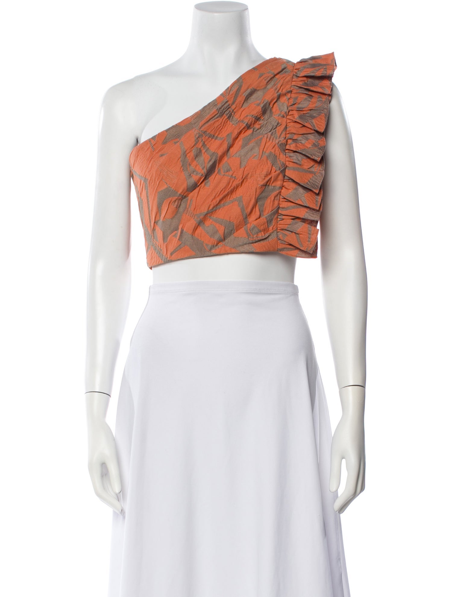 Alexis Printed One-Shoulder Crop Top