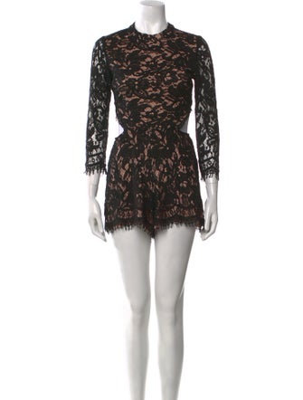 Alexis Lace Pattern Crew Neck Romper