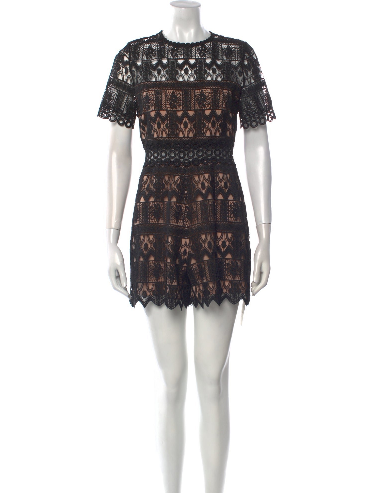 Alexis Lace Pattern Crew Neck Romper