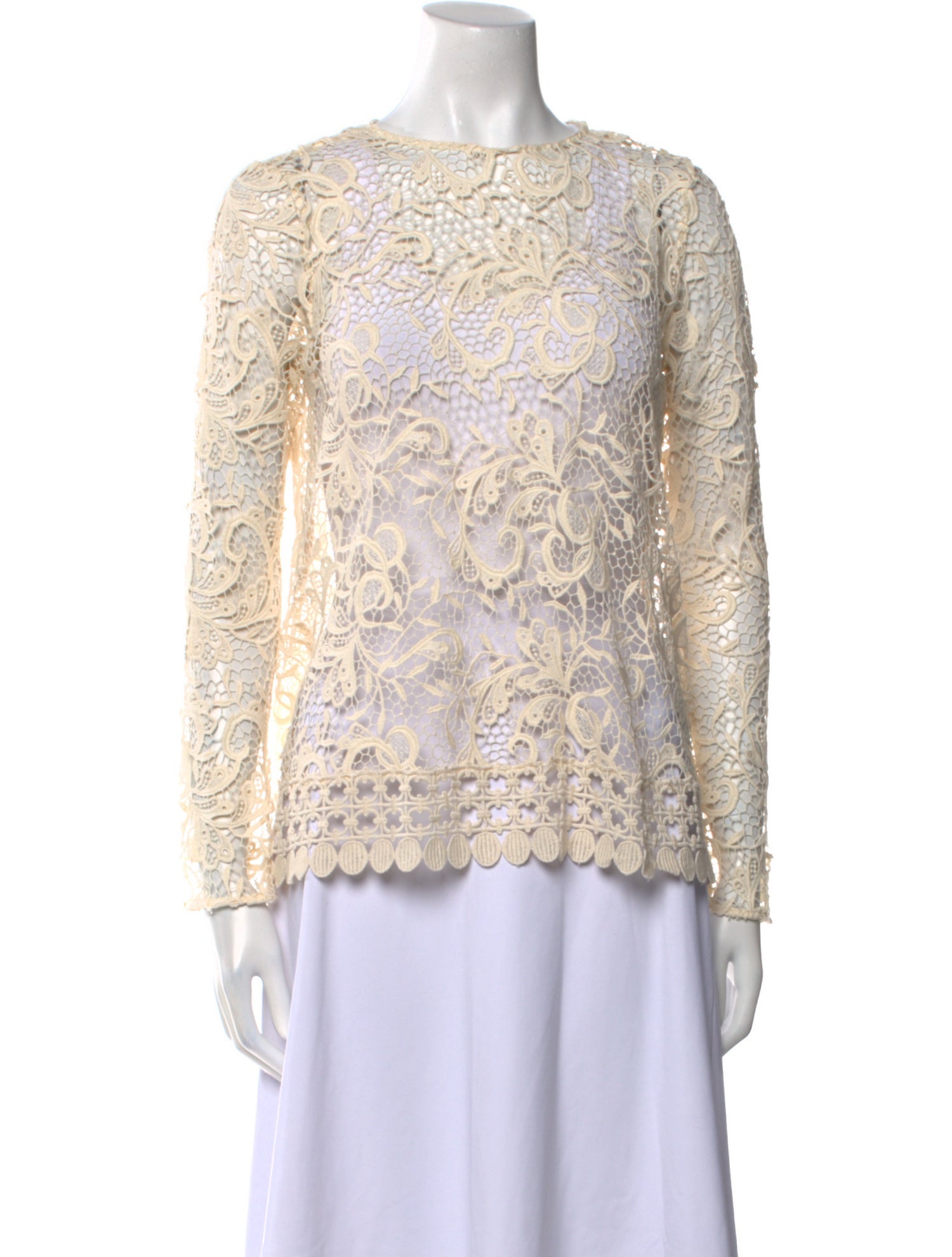 Alexis Lace Pattern Bateau Neckline Blouse