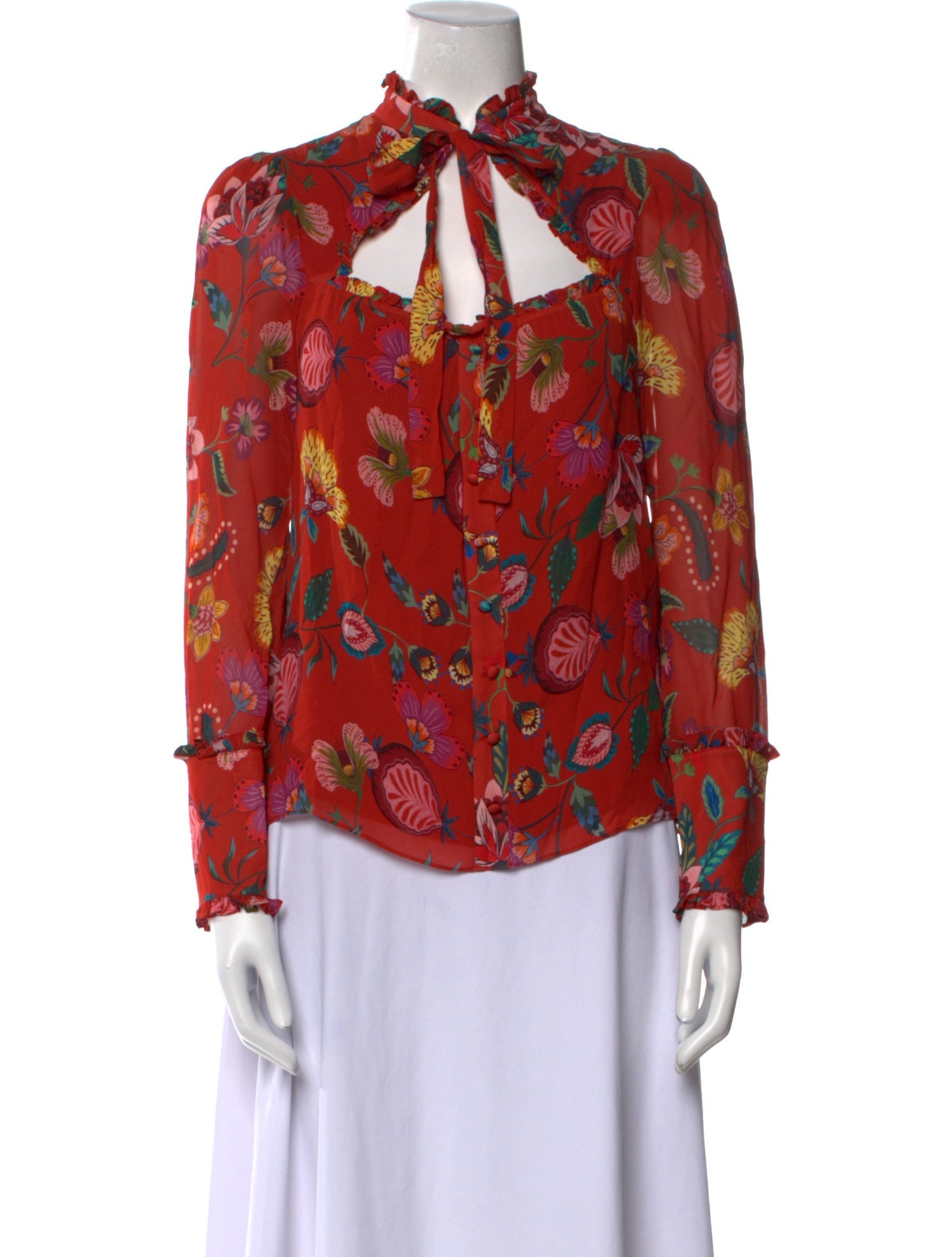 Alexis Floral Print Mock Neck Blouse
