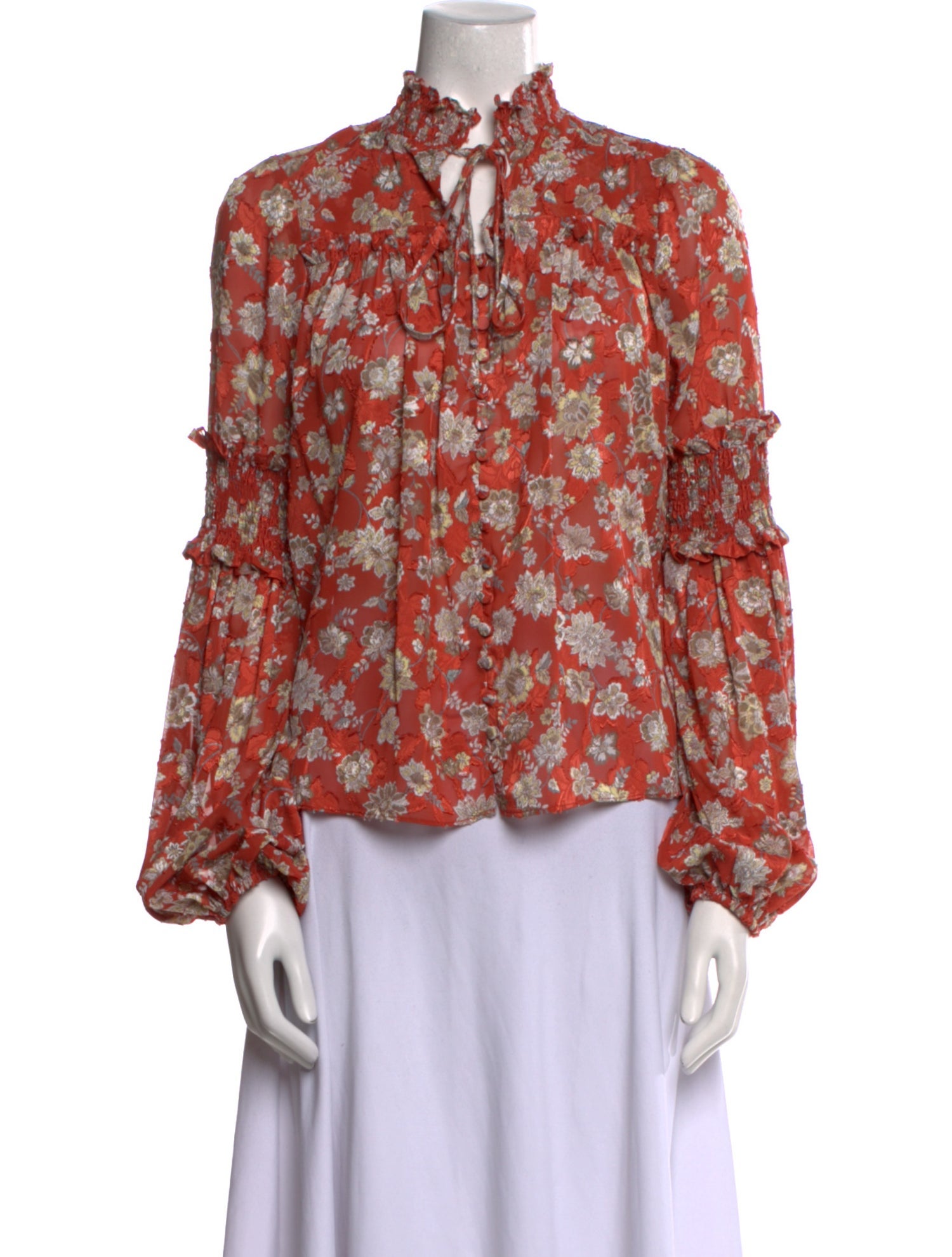 Alexis Floral Print Mock Neck Blouse w/ Tags