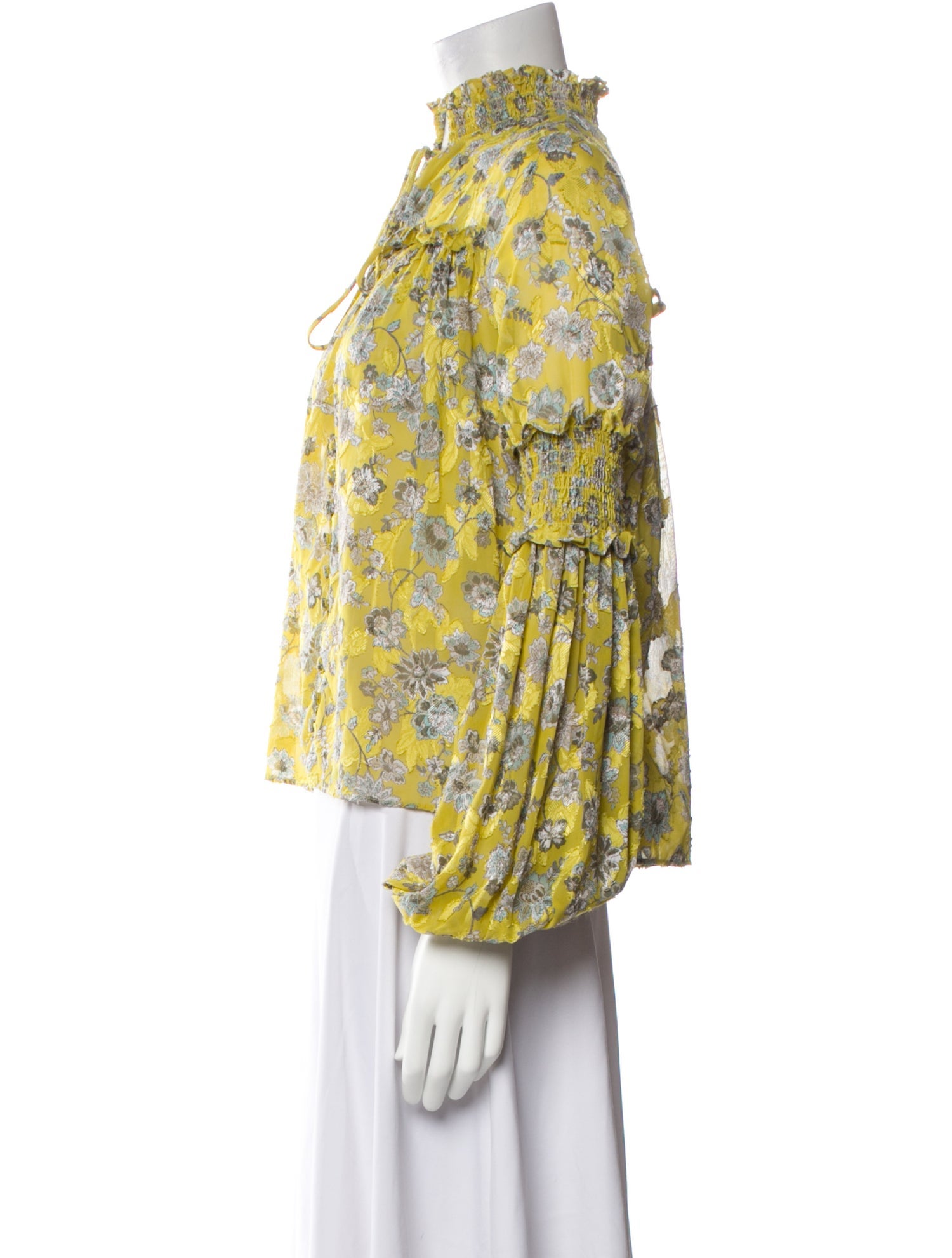 Alexis Floral Print Mock Neck Blouse