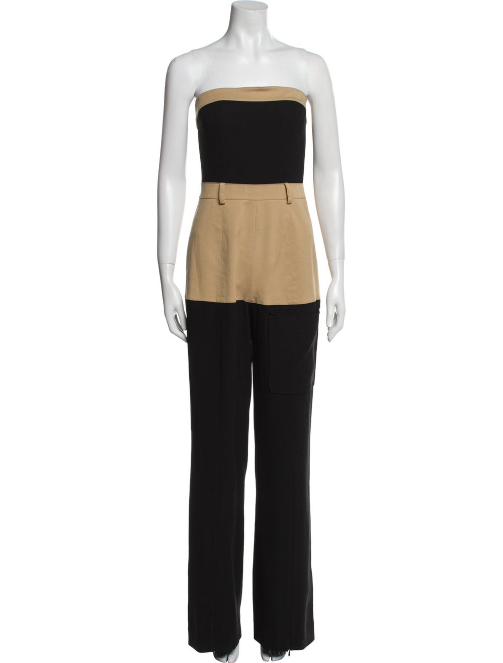 Alexis Jumpsuit Black Colorblock Pattern Straples… - image 1