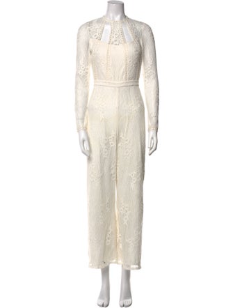 Alexis Lace Pattern Crew Neck Jumpsuit