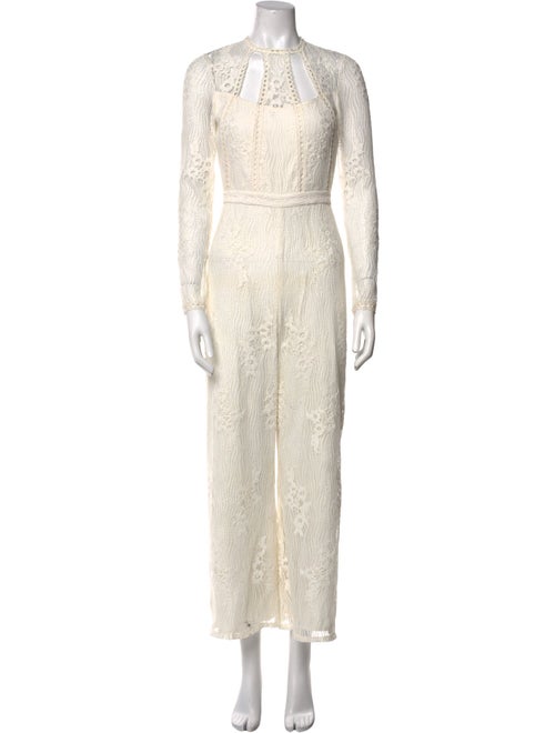 Alexis Lace Pattern Crew Neck Jumpsuit