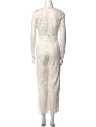 Alexis Lace Pattern Crew Neck Jumpsuit