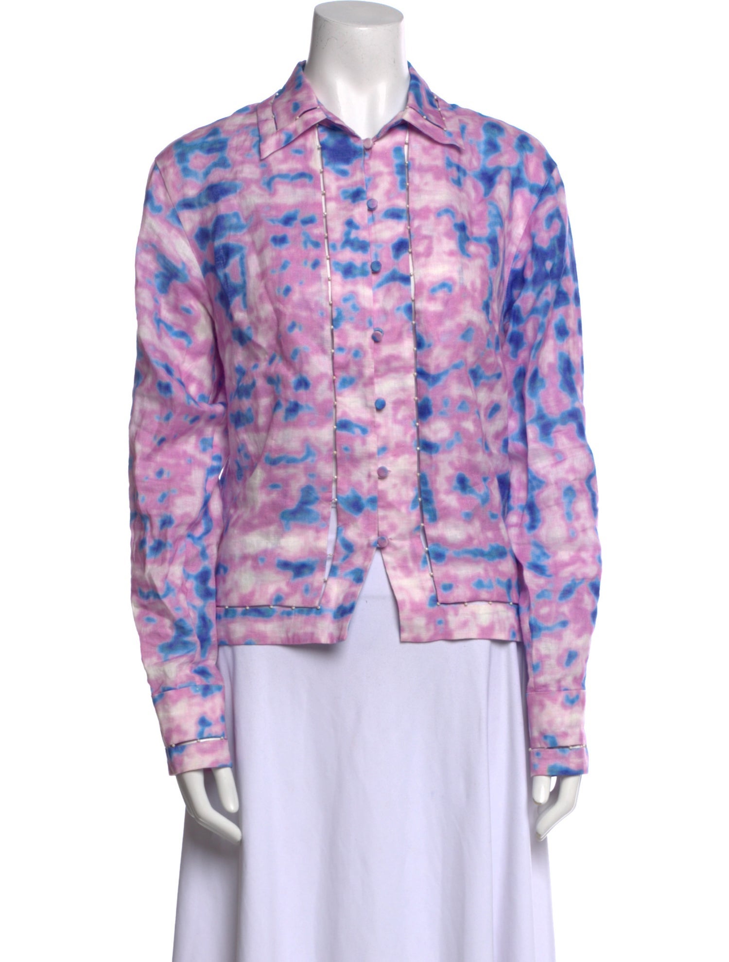 Alexis Linen Printed Button-Up Top