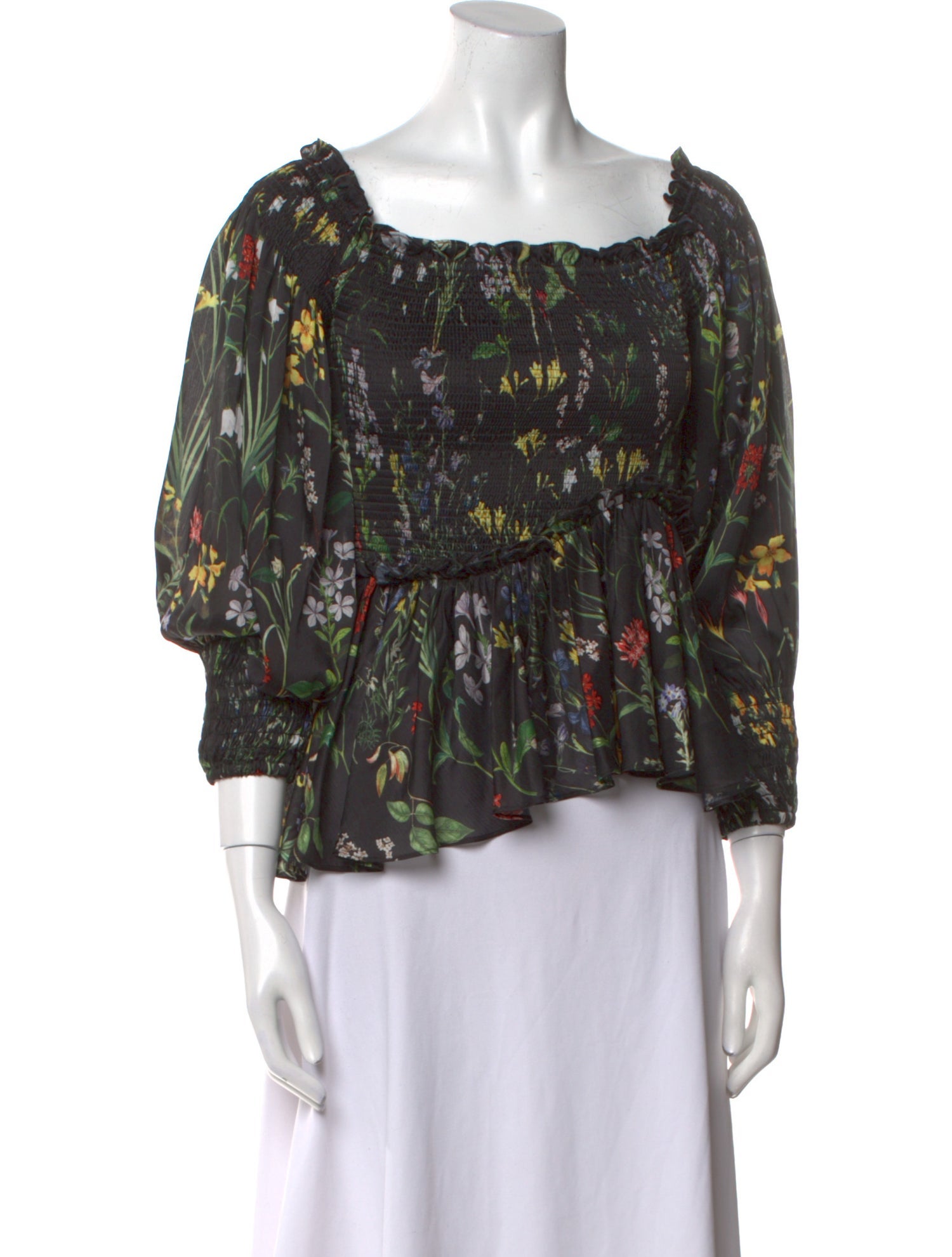 Alexis Floral Print Square Neckline Blouse
