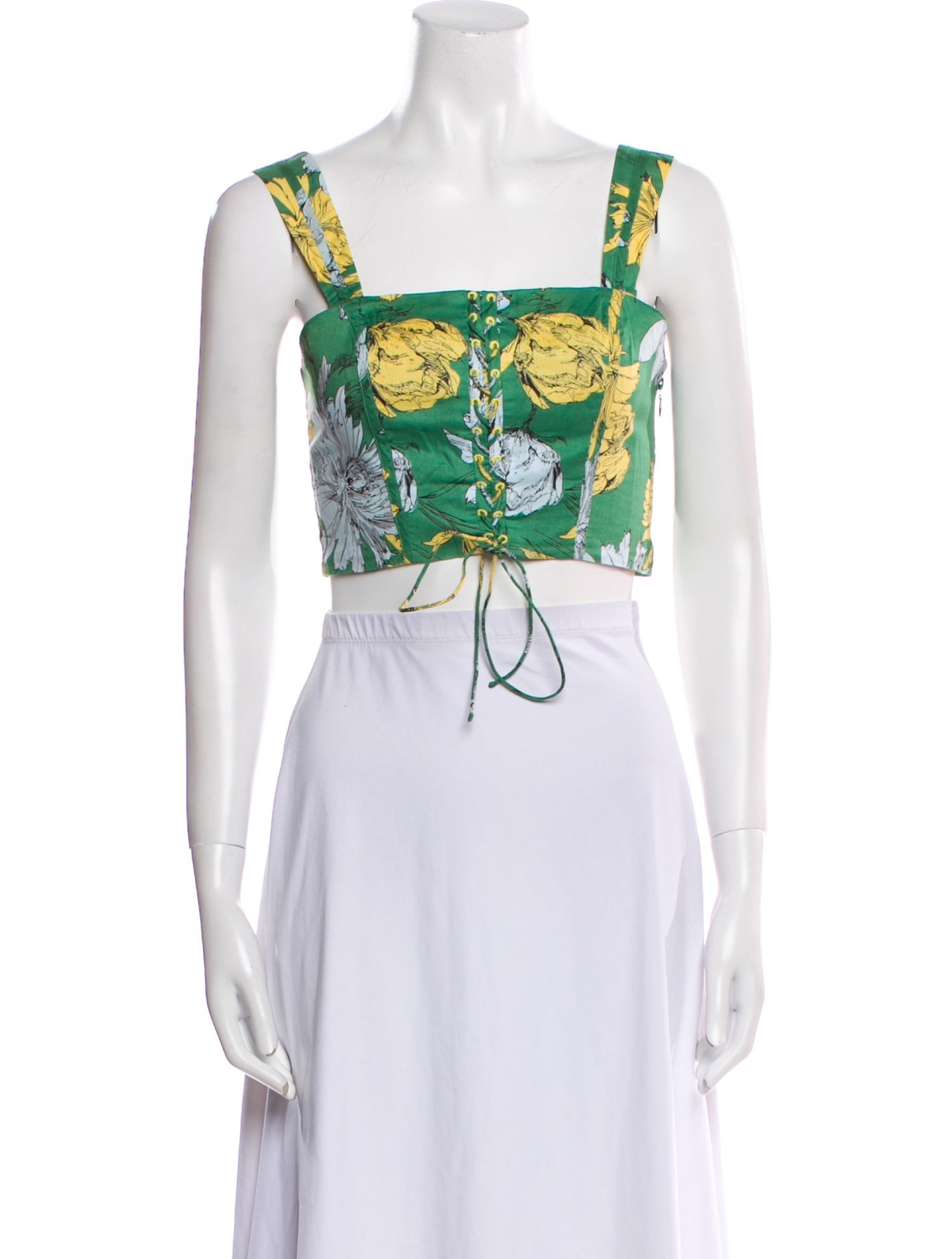 Alexis Floral Print Square Neckline Crop Top