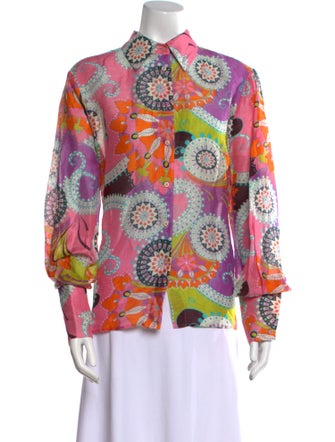 Alexis Linen Printed Button-Up Top