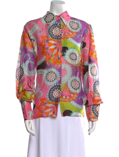 Alexis Linen Printed Button-Up Top