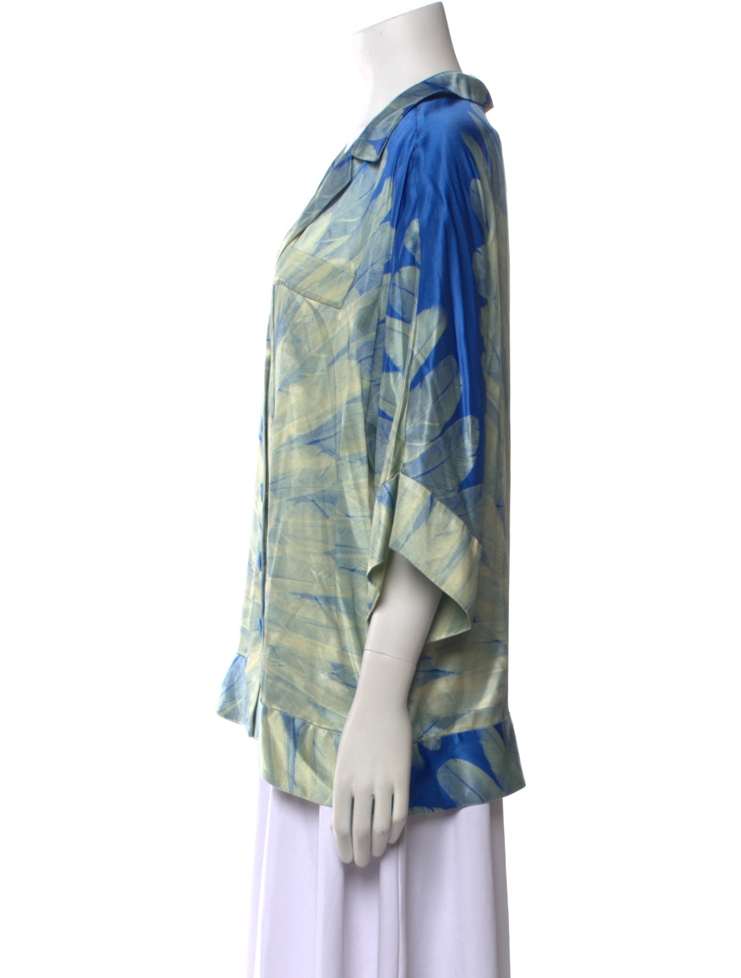 Alexis Printed Three-Quarter Sleeve Button-Up Top