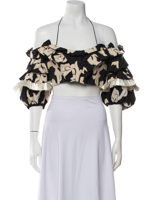 Alexis Floral Print Off-The-Shoulder Crop Top
