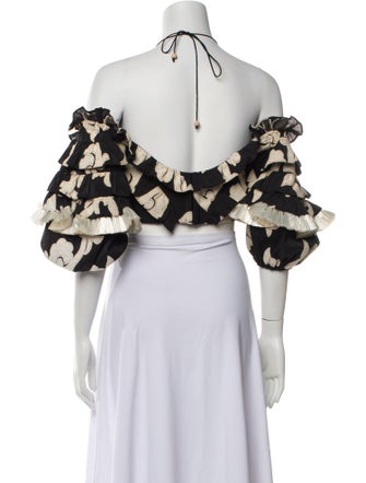 Alexis Floral Print Off-The-Shoulder Crop Top