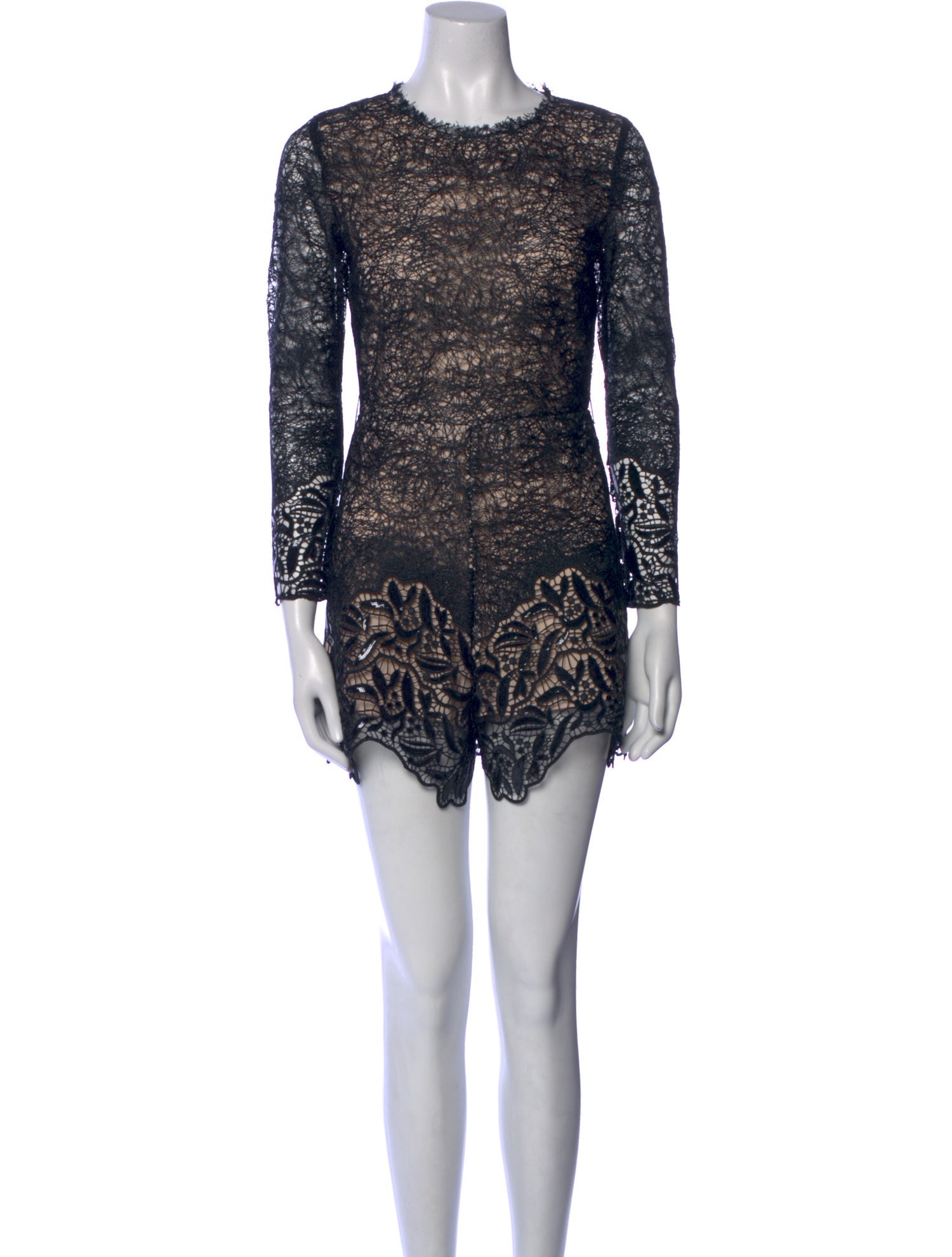 Alexis Lace Pattern Crew Neck Romper