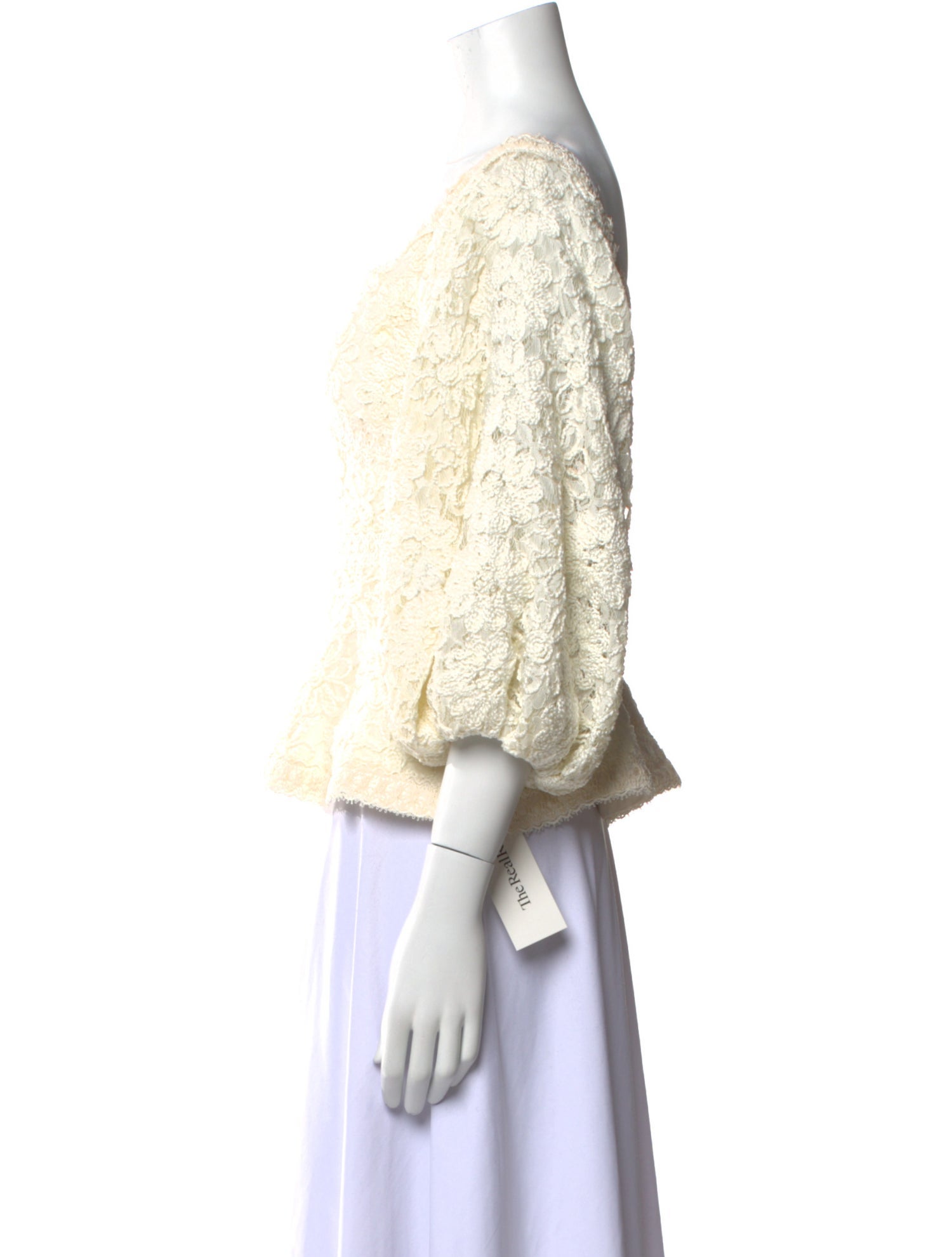 Alexis Lace Pattern Bateau Neckline Crop Top