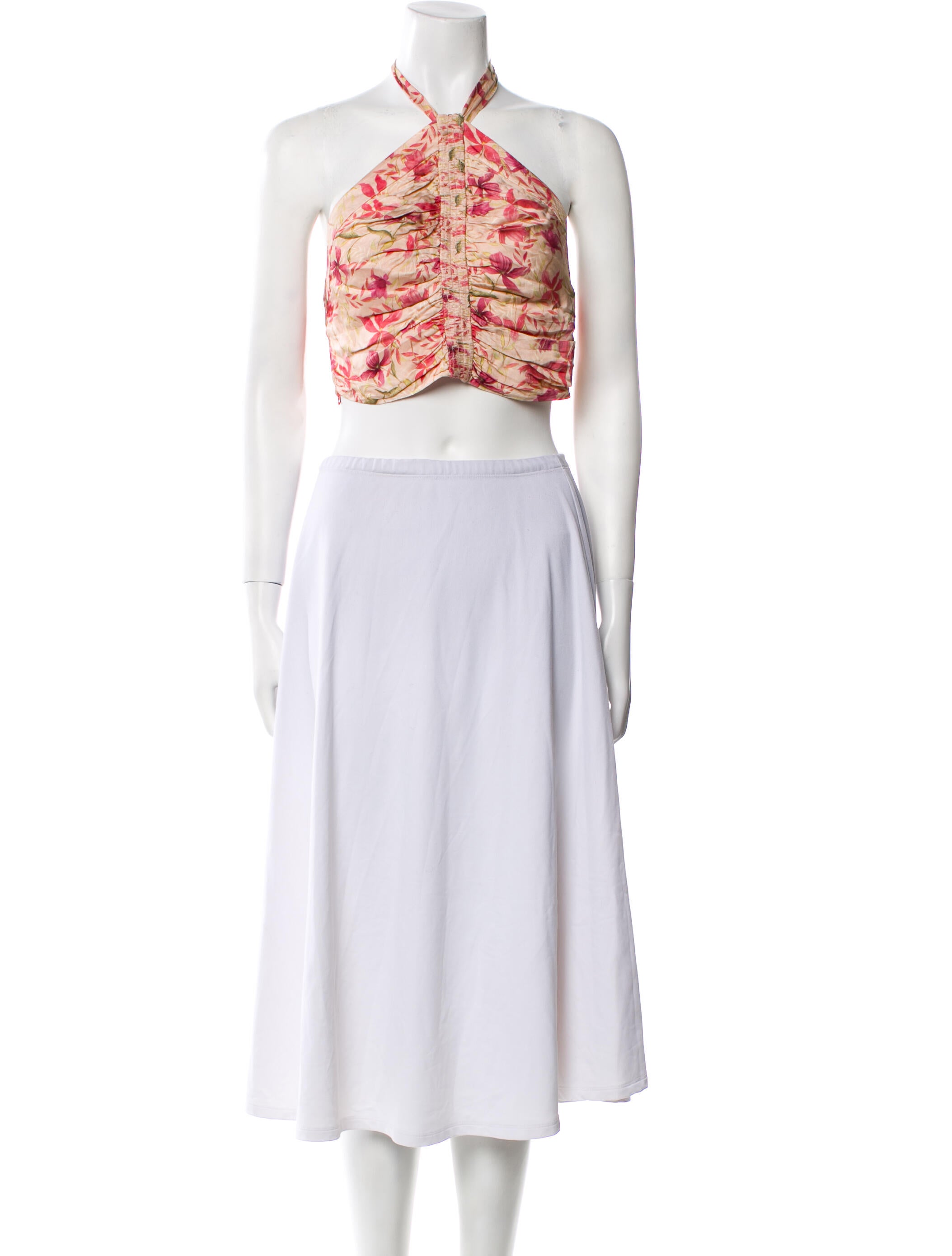 Alexis Floral Print Halterneck Crop Top