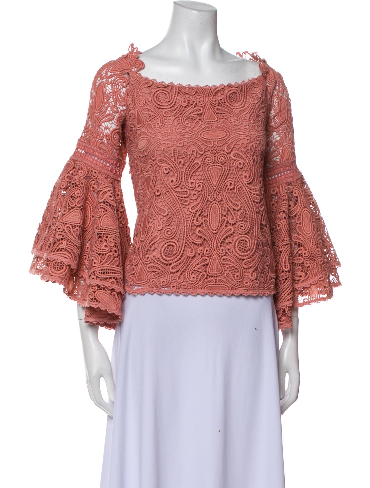 Alexis Lace Pattern Square Neckline Crop Top w/ Tags