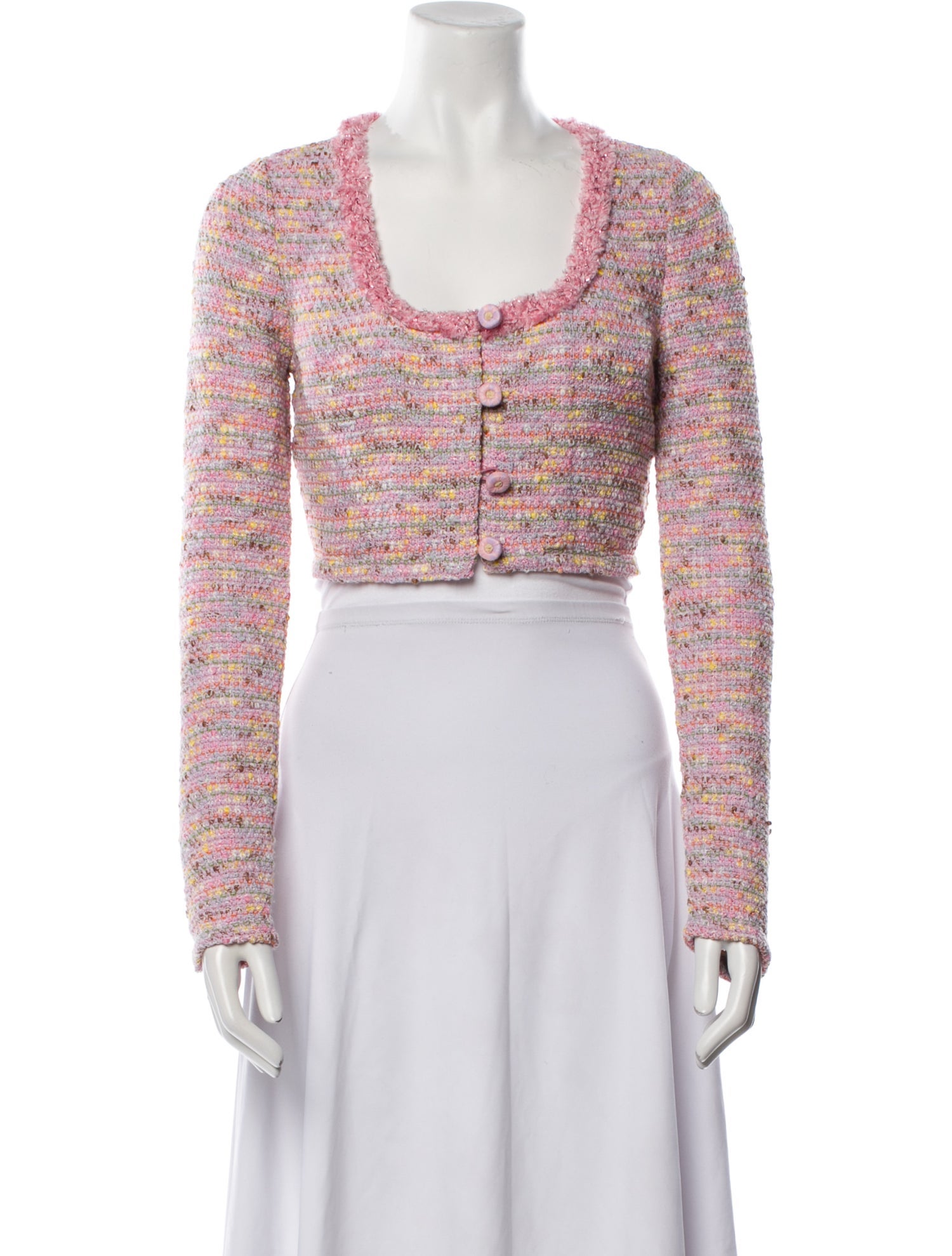 Alexis Tweed Pattern Scoop Neck Sweater