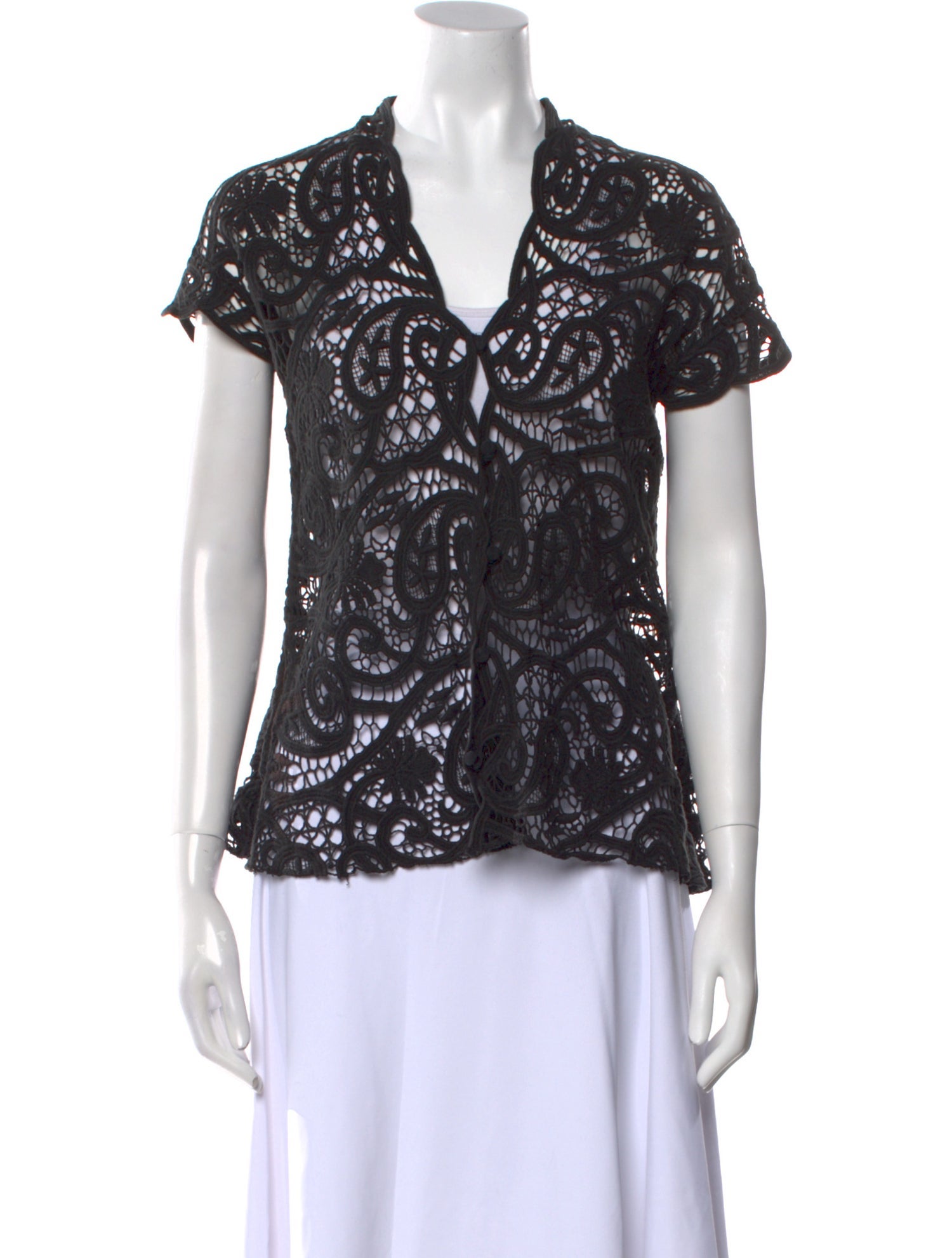 Alexis Lace Pattern V-Neck Blouse
