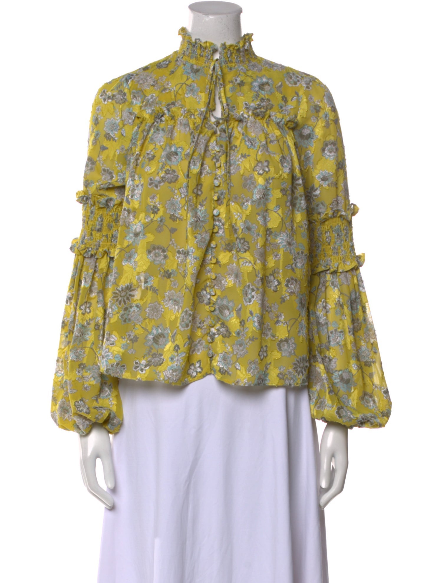 Alexis Floral Print Mock Neck Blouse