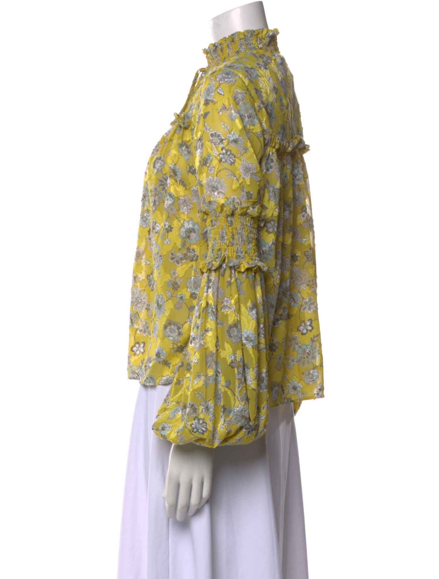 Alexis Floral Print Mock Neck Blouse