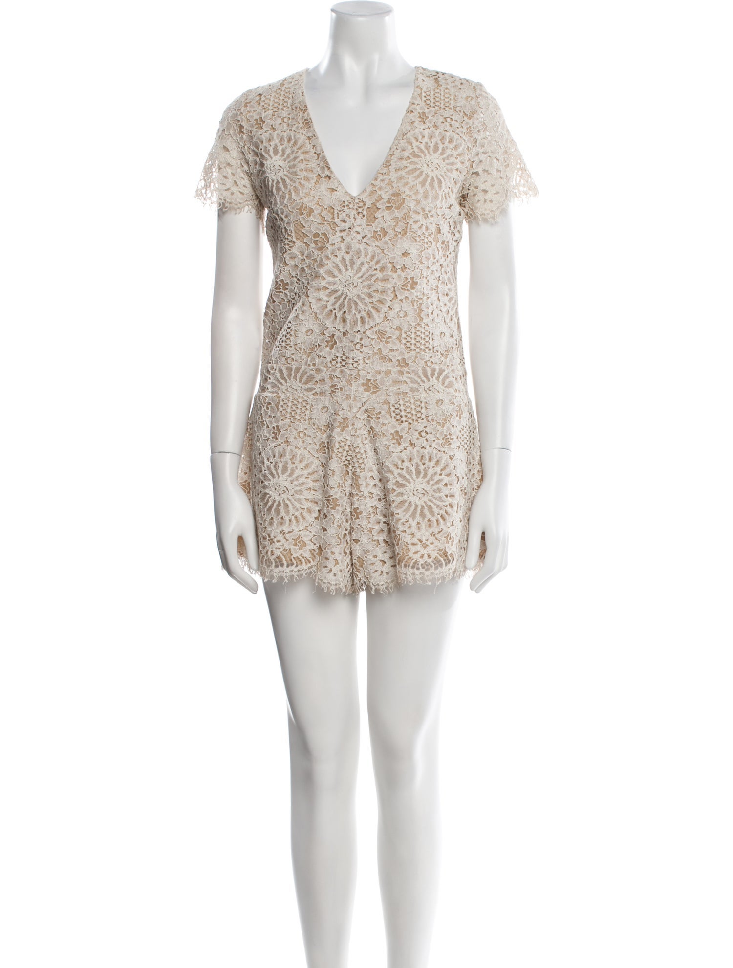 Alexis Lace Pattern V-Neck Romper