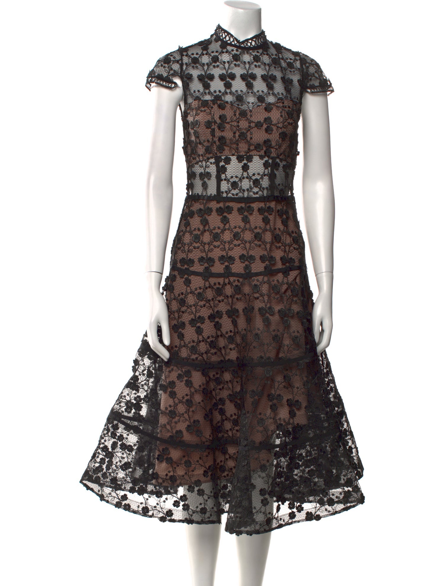 Alexis Lace Pattern Midi Length Dress