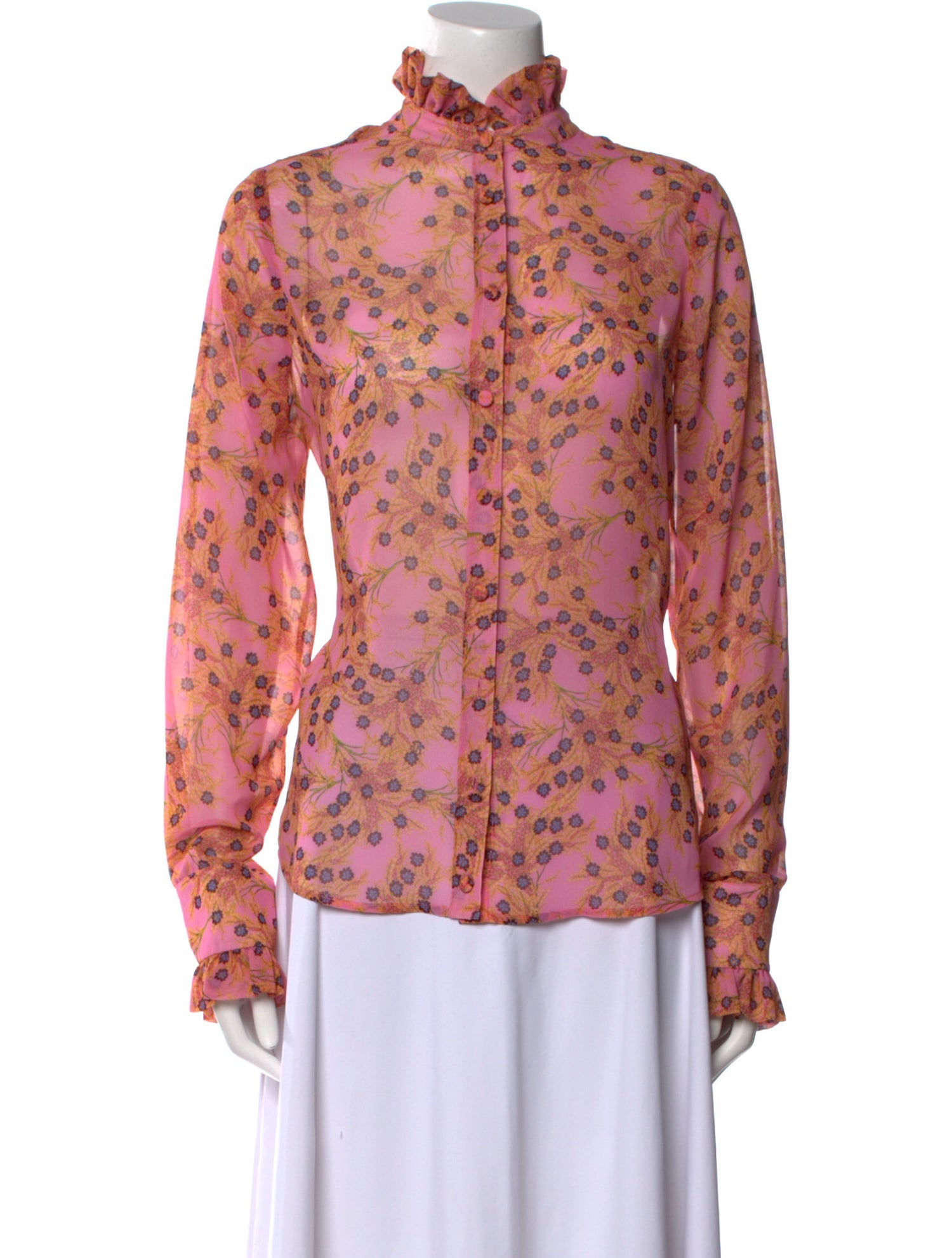 Alexis Floral Print Mock Neck Blouse