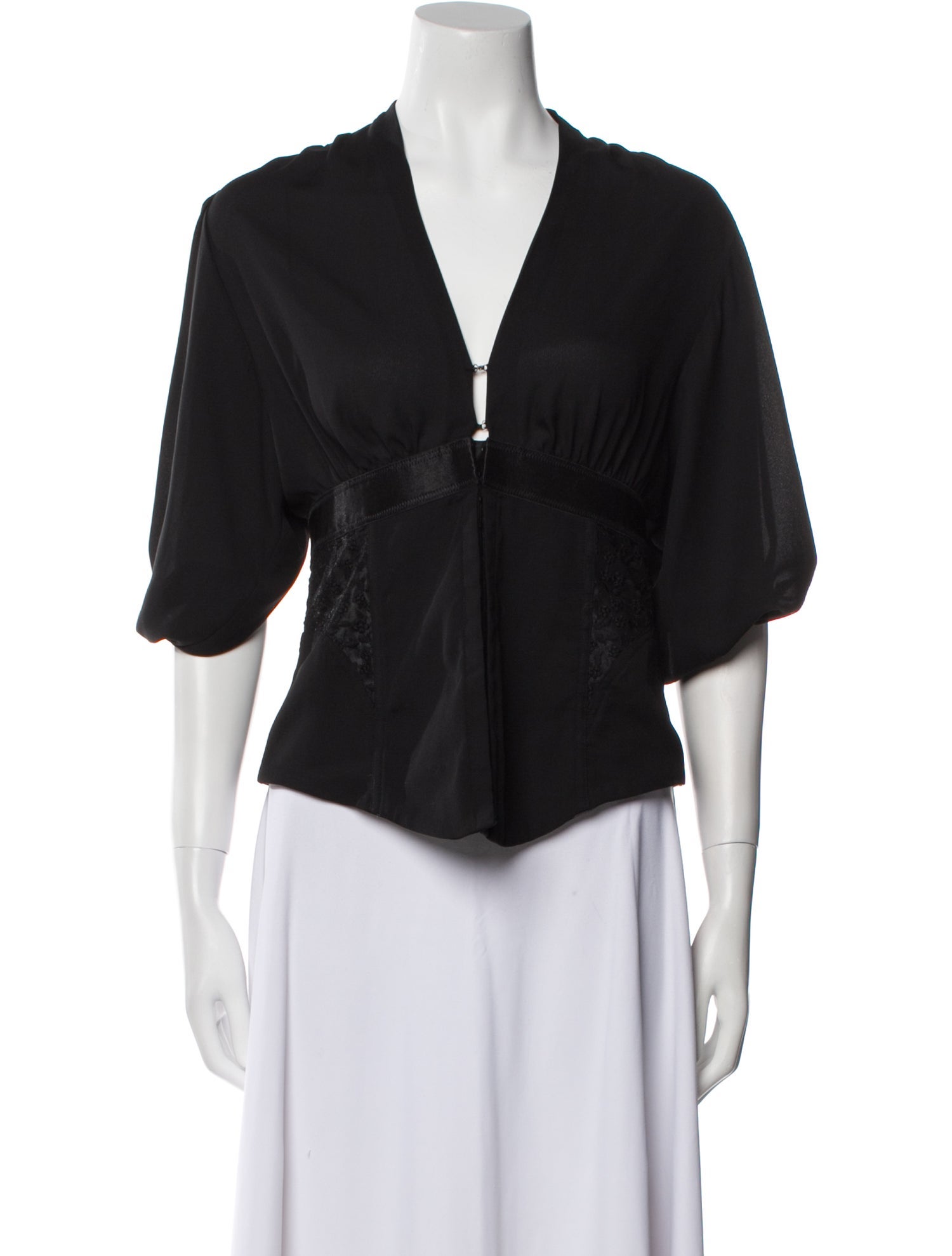 Alexis V-Neck Three-Quarter Sleeve Crop Top