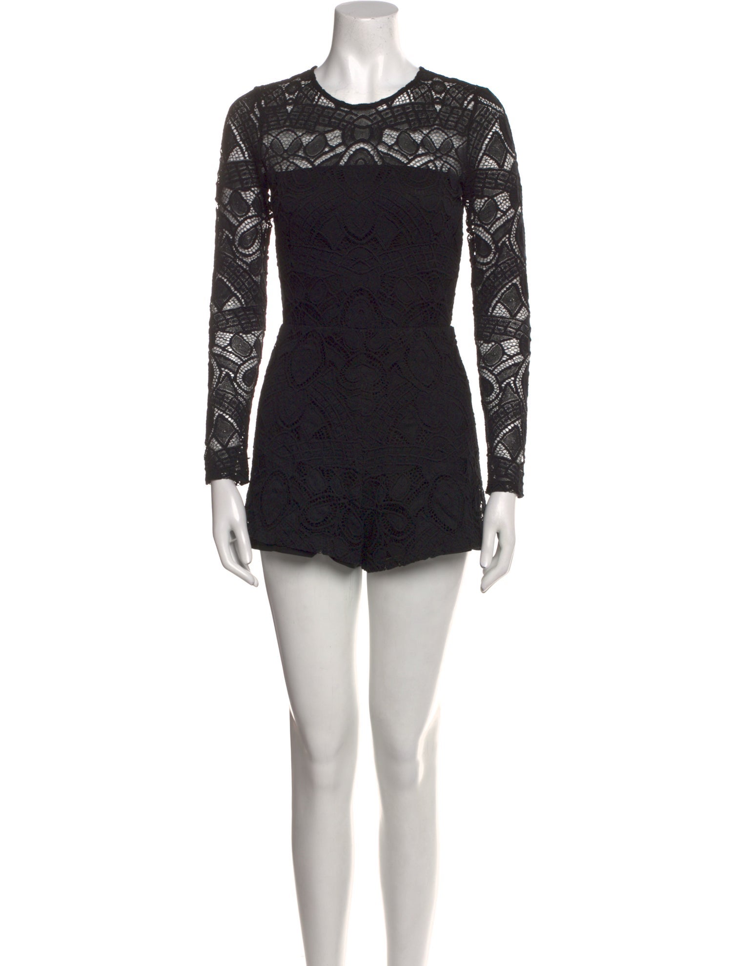 Alexis Lace Pattern Crew Neck Romper