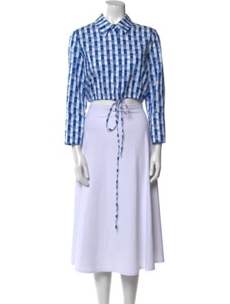 Alexis Plaid Print Three-Quarter Sleeve Crop Top