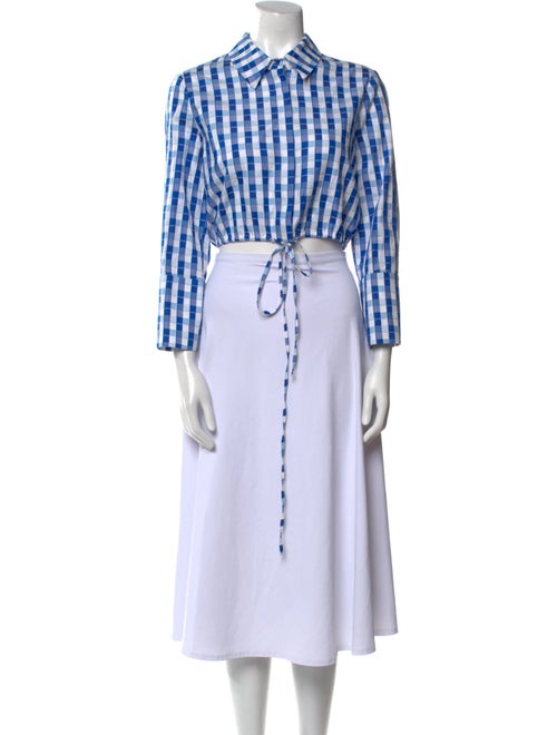 Alexis Plaid Print Three-Quarter Sleeve Crop Top