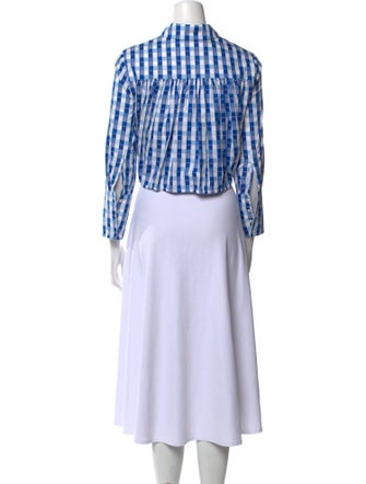 Alexis Plaid Print Three-Quarter Sleeve Crop Top