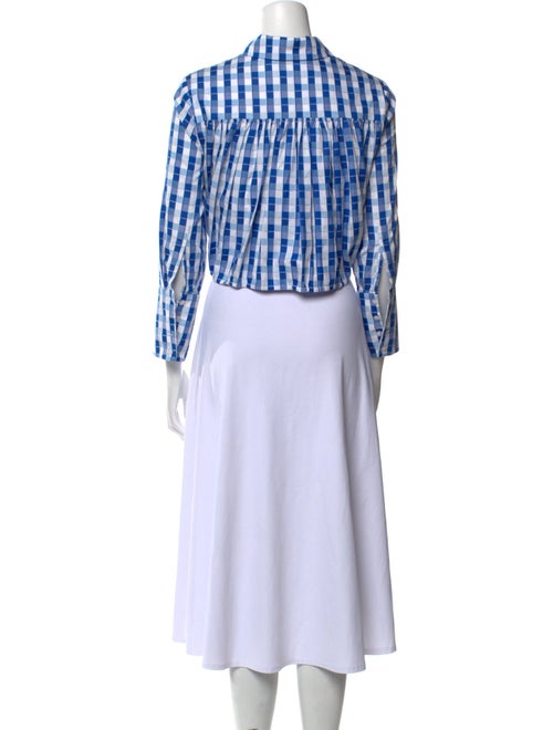 Alexis Plaid Print Three-Quarter Sleeve Crop Top