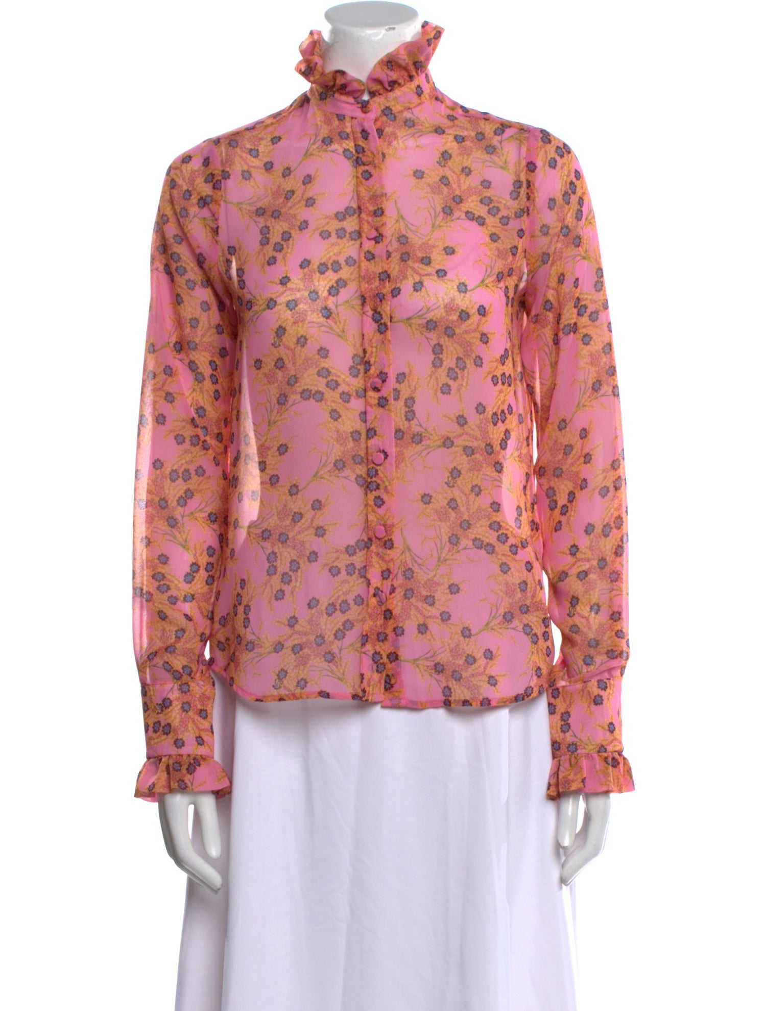 Alexis Floral Print Mock Neck Blouse
