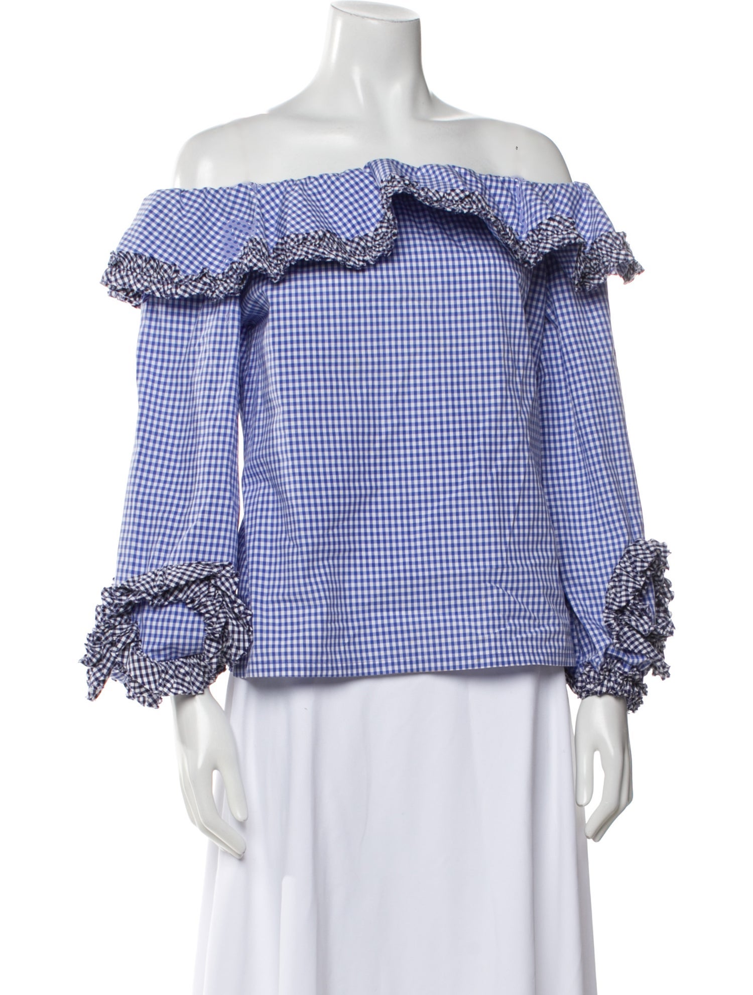 Alexis Plaid Print Off-The-Shoulder Blouse
