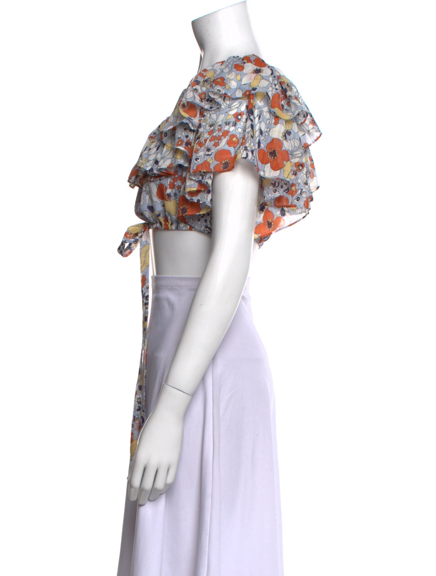 Alexis Floral Print Square Neckline Crop Top