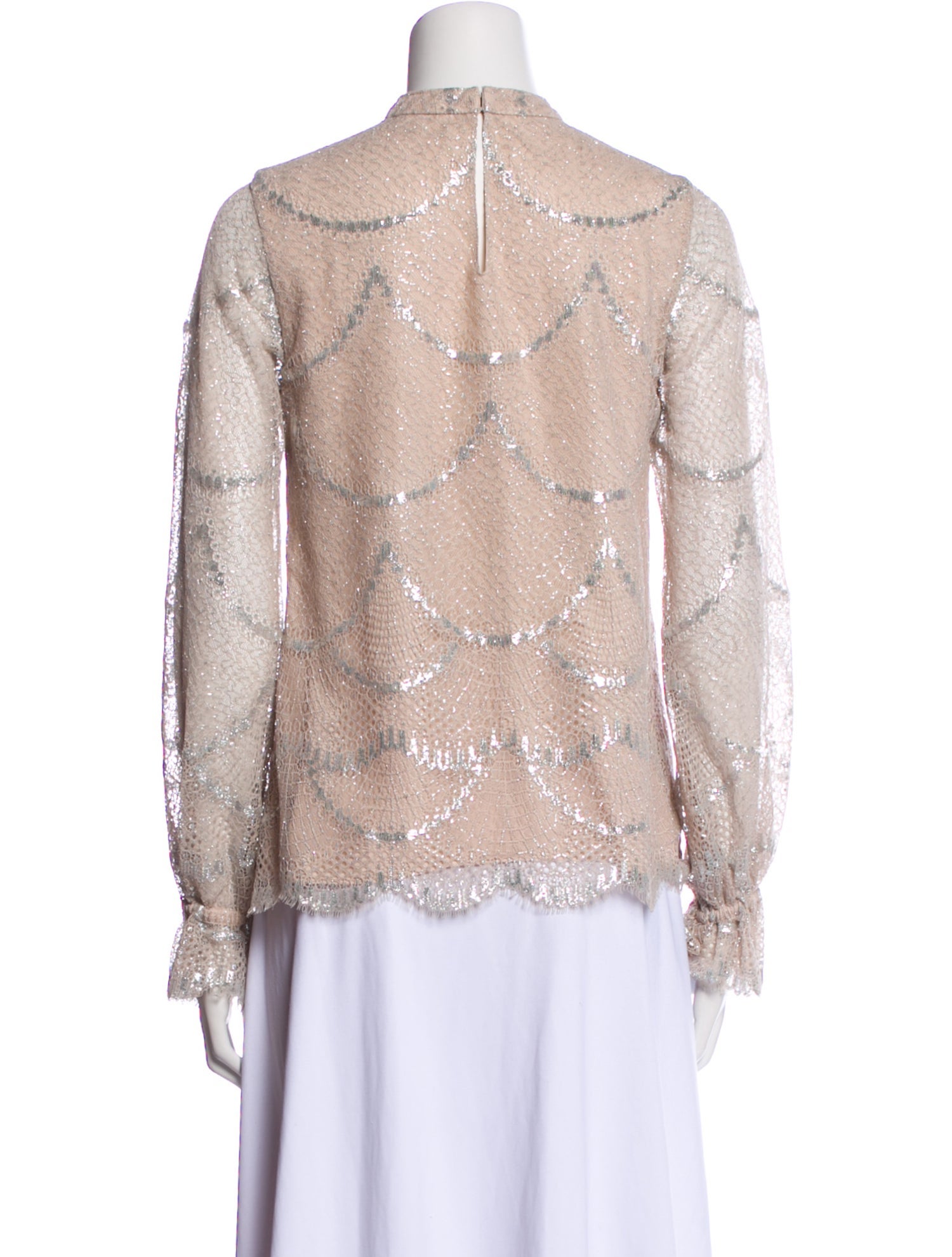 Alexis Lace Pattern Mock Neck Blouse