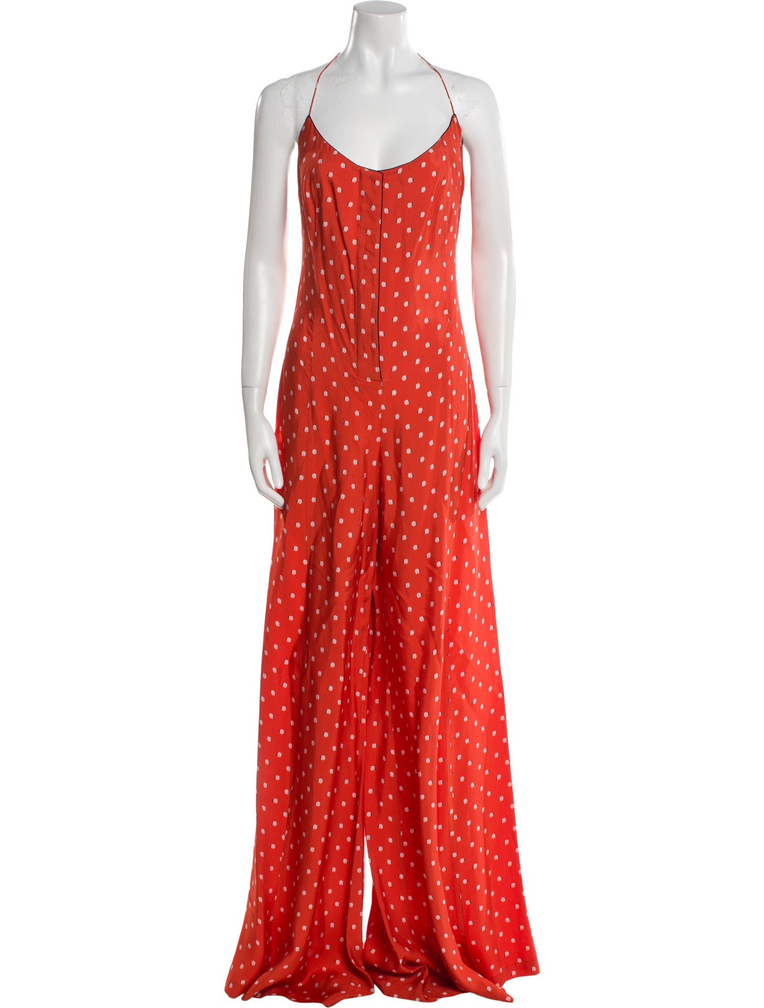 Alexis Polka Dot Print Halterneck Jumpsuit