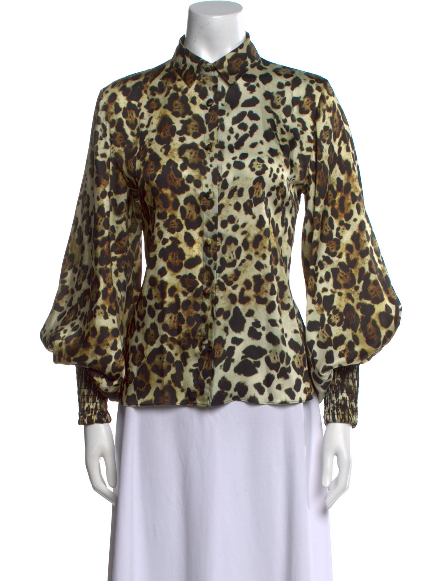 Alexis Animal Print Long Sleeve Button-Up Top w/ Tags