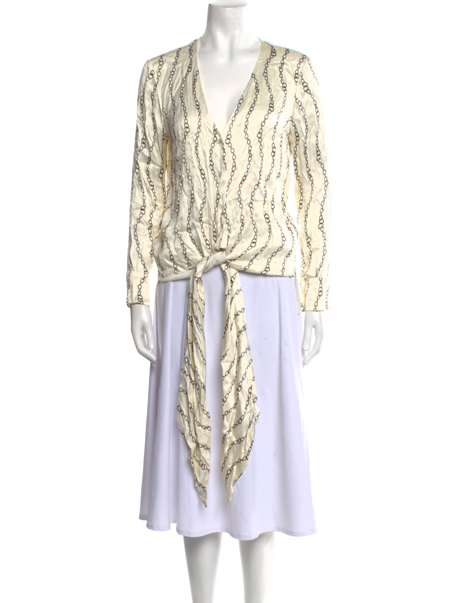 Alexis Printed V-Neck Button-Up Top