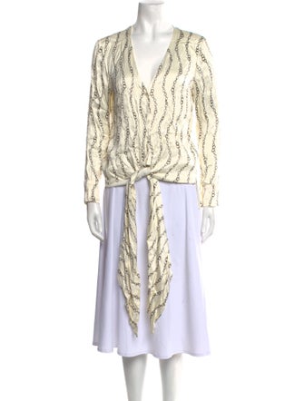 Alexis Printed V-Neck Button-Up Top