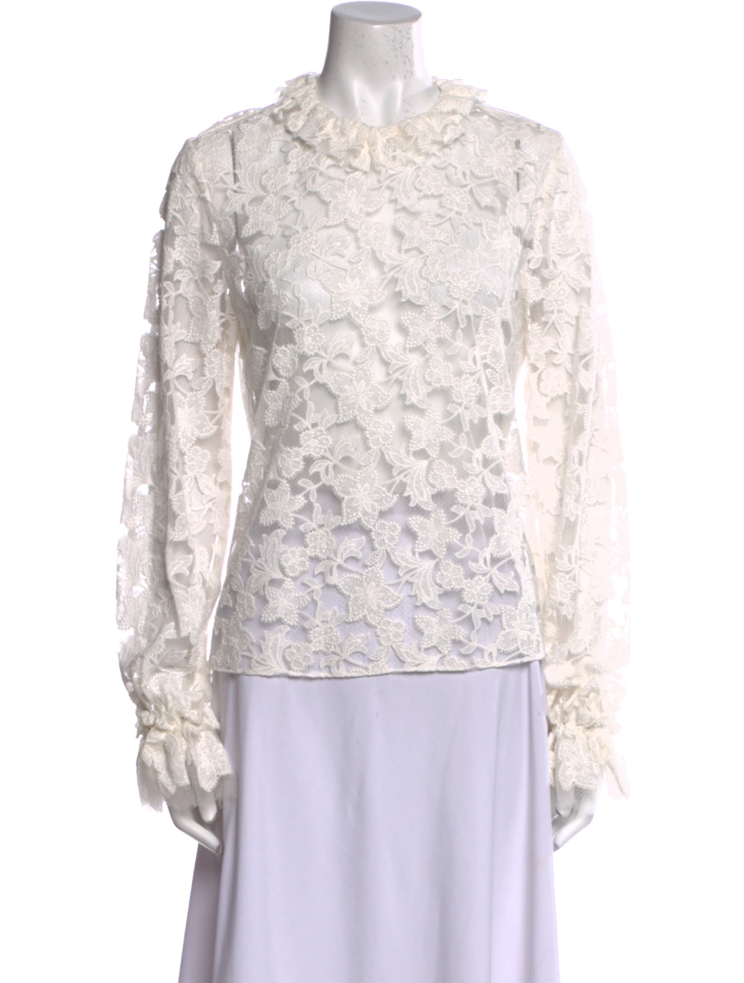Alexis Lace Pattern Mock Neck Blouse