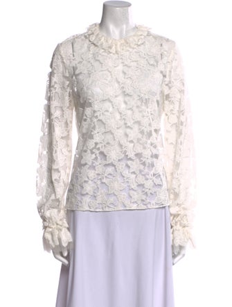 Alexis Lace Pattern Mock Neck Blouse